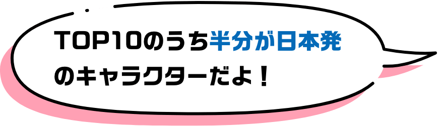 TOP10のうち半分が日本発のキャラクターだよ!
